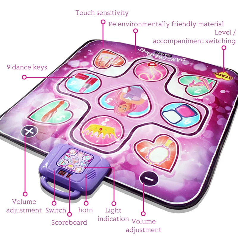 Girl Electronic Music Dancing Mat Pad LED Lights Boy Sport Game Children Sound Play Toy Christmas Birthday Easter Halloween Gift