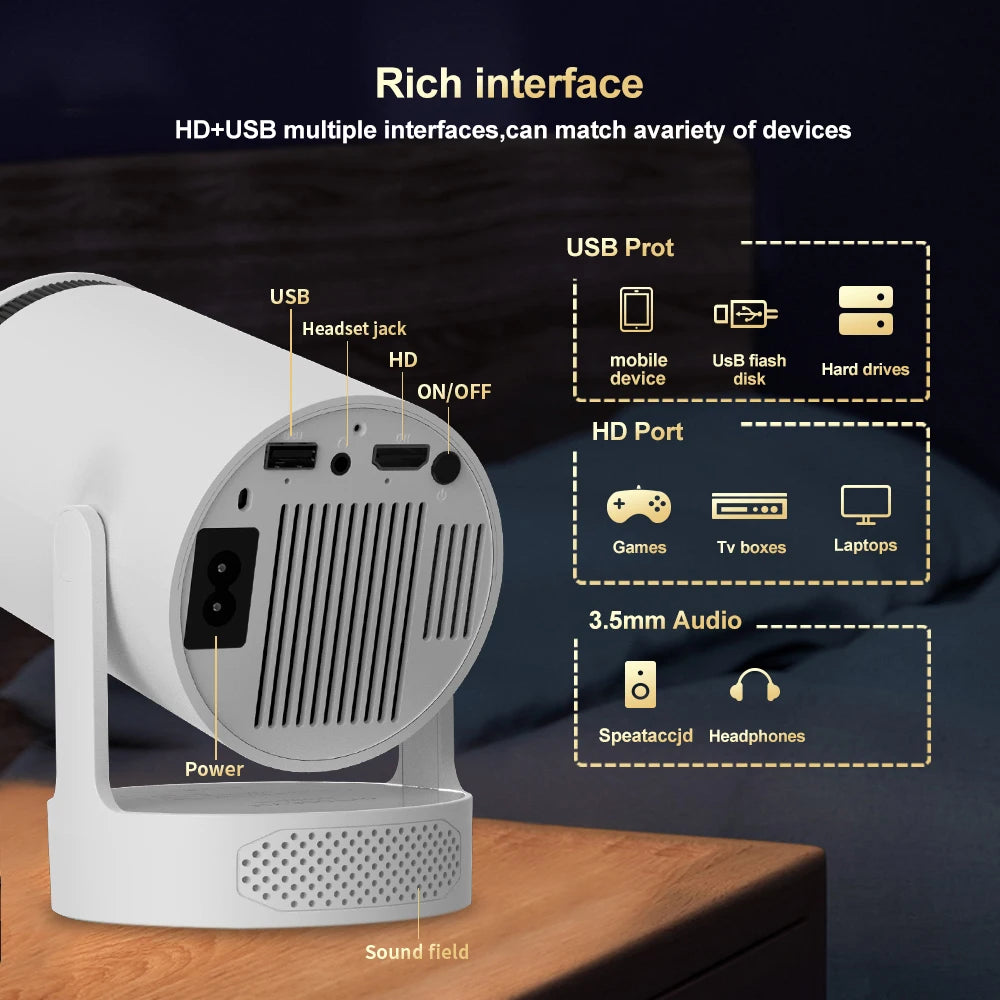 Salange HY300 Ultra 4K Movie Android11 Projector WiFi6 BT5.4 Outdoor Home Theater Auto Vertical Keystone 2025 New Release HY300