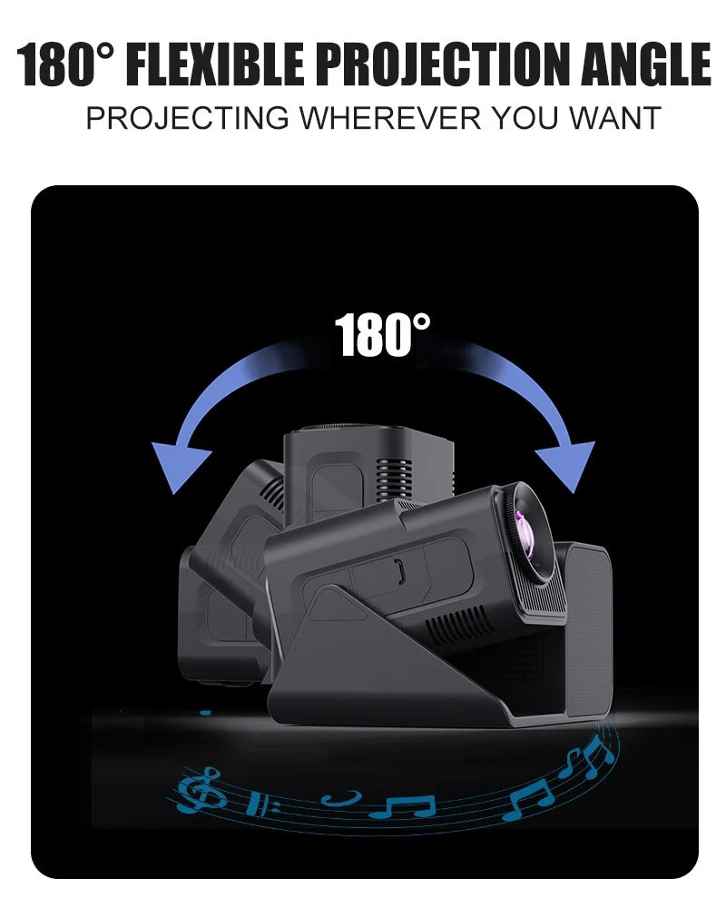 Newly Native 1080P Android 11 4K Projector 200ANSI Wifi6 BT5.0 Karaok Sound For Cinema Outdoor Portable 180° Rotable Projector