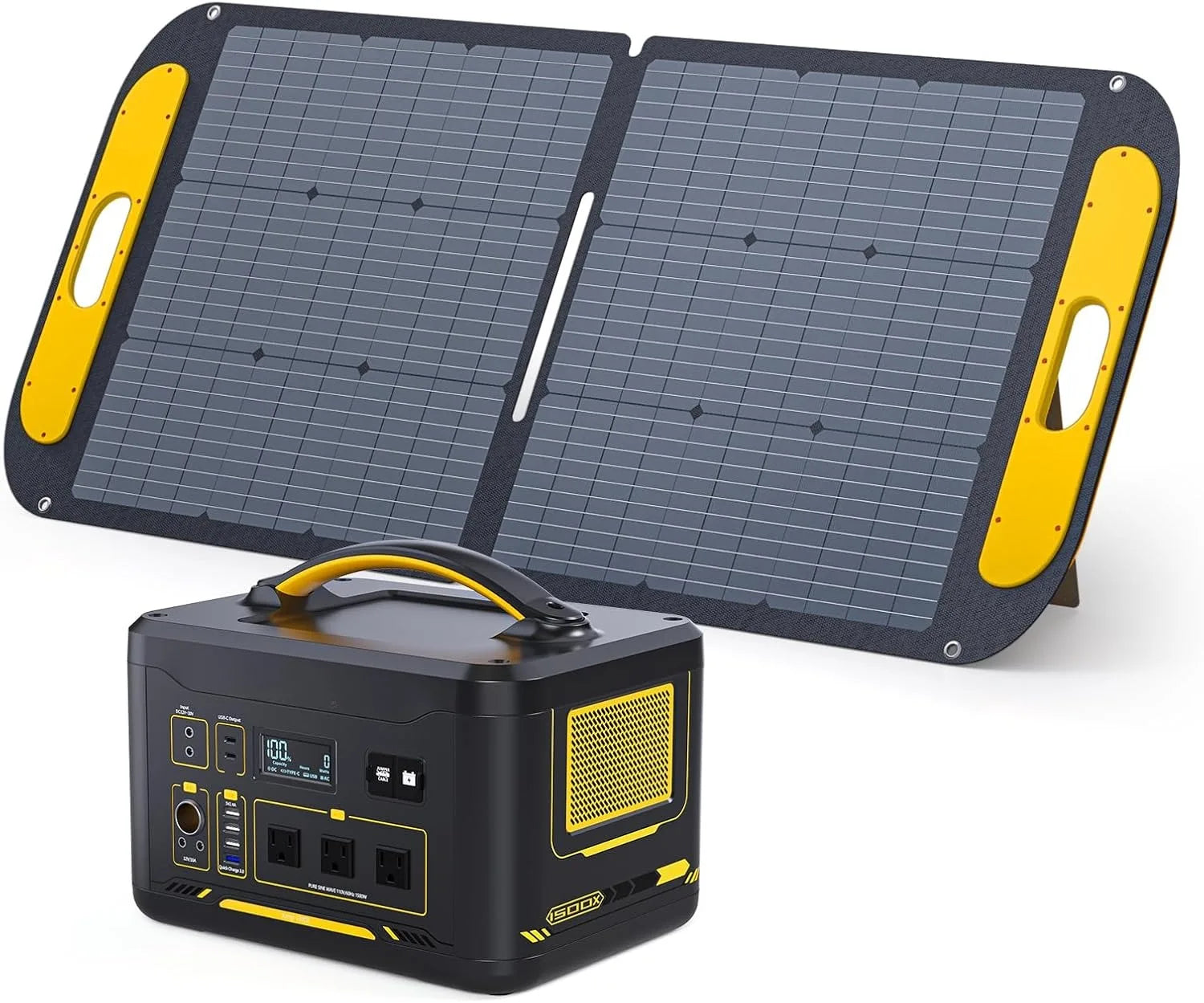 1500W Solar Generator with 110W Panels Included, 828Wh Portable Power Station & 110W Portable Solar Panel, LiFePO4 Battery Pack