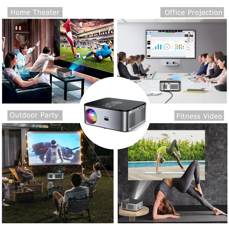 HORLAT 21000Lumenes Android 4K LED Projector 800ANSI Full HD 1080P Video Home Theater Auto Keystone 5G WiFi Portable Proyector