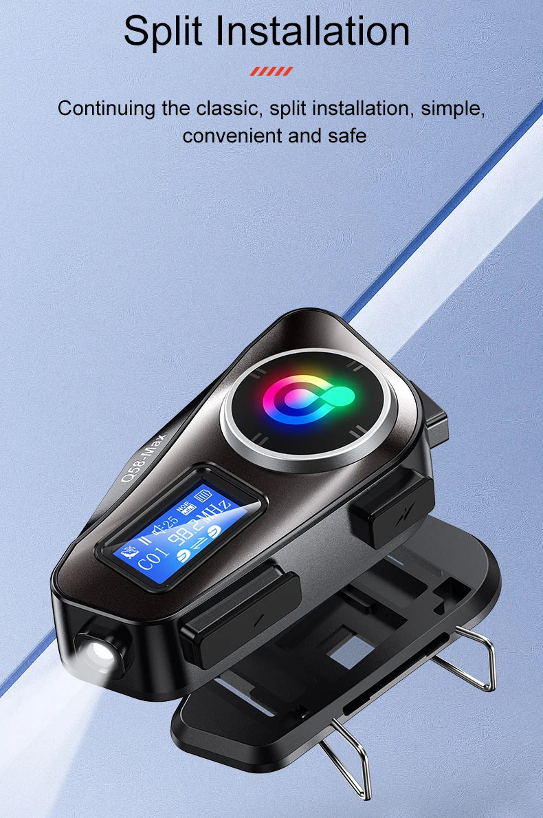 Q58 Max Motorcycle Helmet Bluetooth Intercom IP65 Waterproof Intercom Distance 500 Meters Multi-Scene Mixed Music Sharing