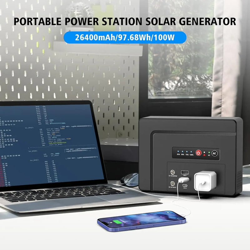 Solar Generator with Panel Portable Power Station with Solar Panel 40W 110V Pure Sine Wave DC/USB/AC Outlet