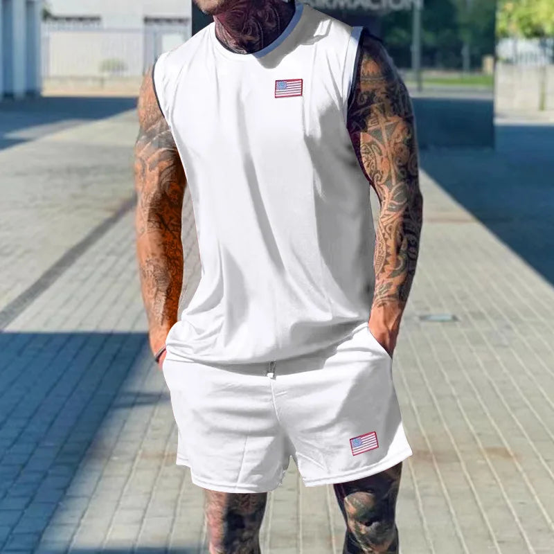 2024 Summer Everyday Versatile New Casual Sports Basketball Suit Set for Men's Trendy Tracksuit Men