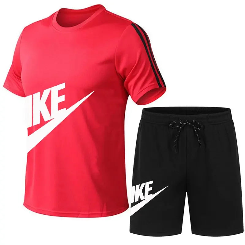 2024 Summer Hot Men's T-shirt+shorts Set Men's Sports Set Print Leisure Fashion Breathable Short Sleeve T-shirt Set - Men's Sets