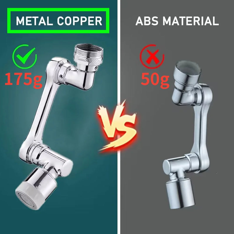 Torneira de metal com rotação universal de 1080°, cabeça de pulverizador, adaptador de 22/24 mm, extensor de torneira de lavatório, arejador, bico borbulhador, torneira de cozinha