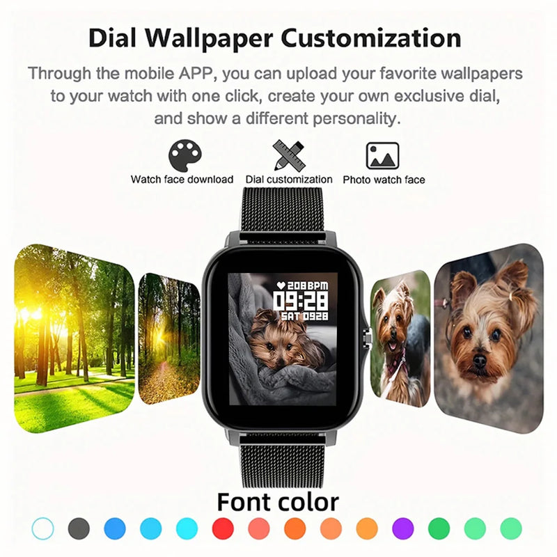 2023 NOVO SmartWatch Android Phone 1.44" Tela Colorida Full Touch Mostrador Personalizado Relógio Inteligente Feminino Bluetooth Chamada Relógio Inteligente Masculino