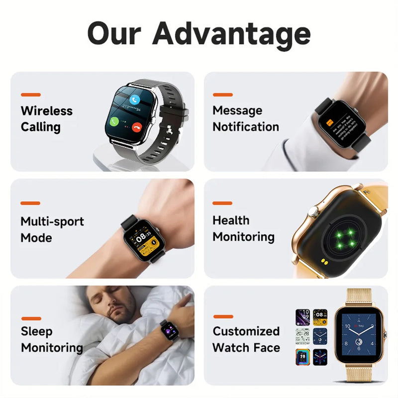 2023 NOVO SmartWatch Android Phone 1.44" Tela Colorida Full Touch Mostrador Personalizado Relógio Inteligente Feminino Bluetooth Chamada Relógio Inteligente Masculino