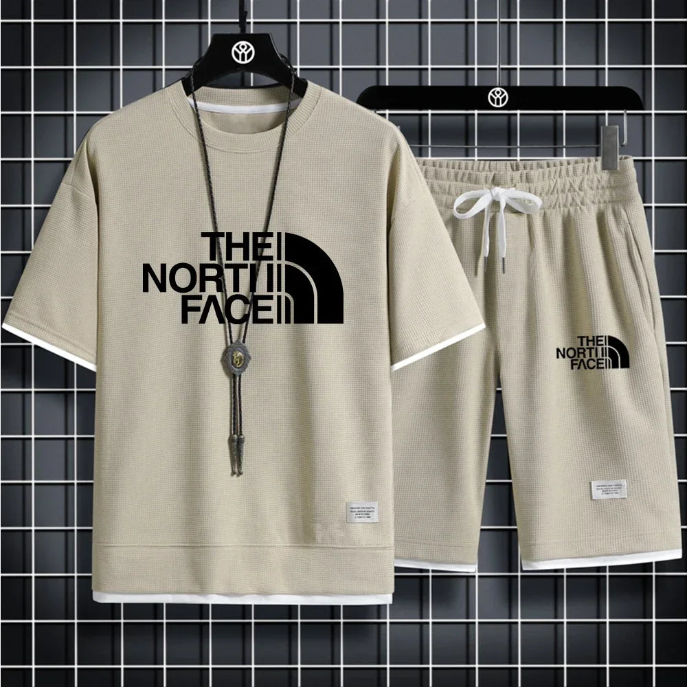 Summer men's fashion Korean sports suit Short sleeve T-shirt + sports shorts suit Casual clothing jogging suit