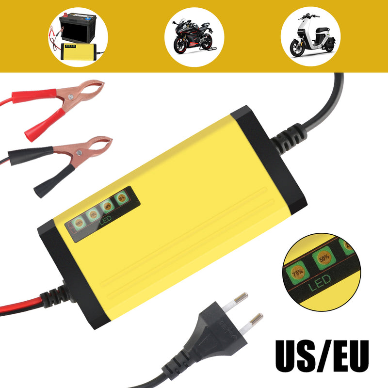 220V Power Puls Repair Charger Car Battery Charger 12V 2A LED Display Moto Truck Battery Charger Wet Dry Lead Acid Battery